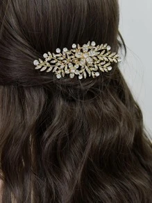 1 件女士新娘婚礼合金梳子带水钻和花朵细节波西米亚风头饰情人节