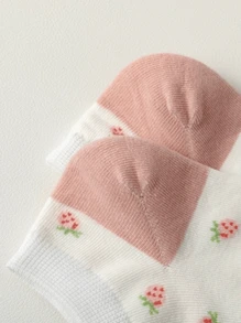 Mujer 1 par Calcetines tobilleros con patrón de flor dulce estilo para diariamente - Multicolor - Ver 4