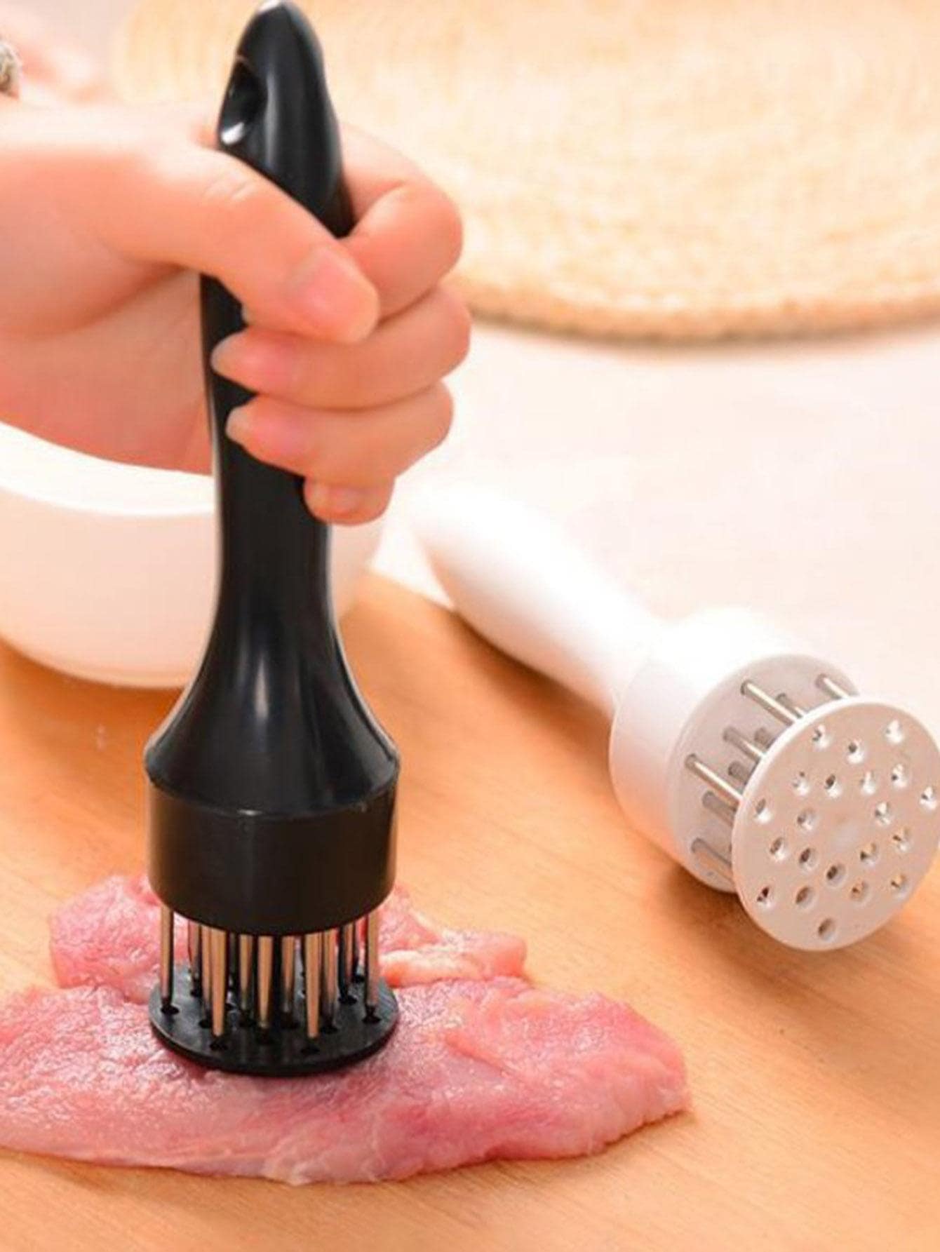 1 Máy Làm Mềm Thịt Bằng Nhựa Có Pin, Búa Thịt Hộ Gia Đình Màu Đen Tối Giản Cho Nhà Bếp - màu đen - Xem 1