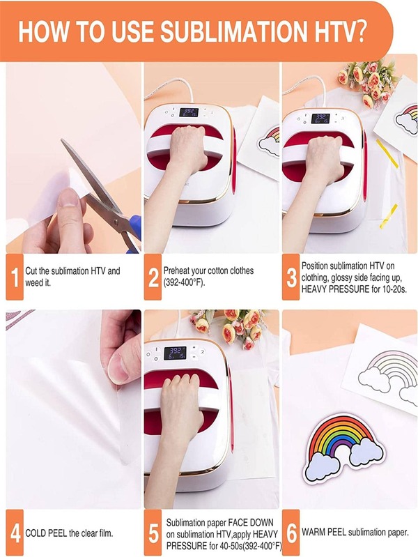 HTVRONT Clear HTV Vinyl for Sublimation 5 Pack 12" x 10" Matte