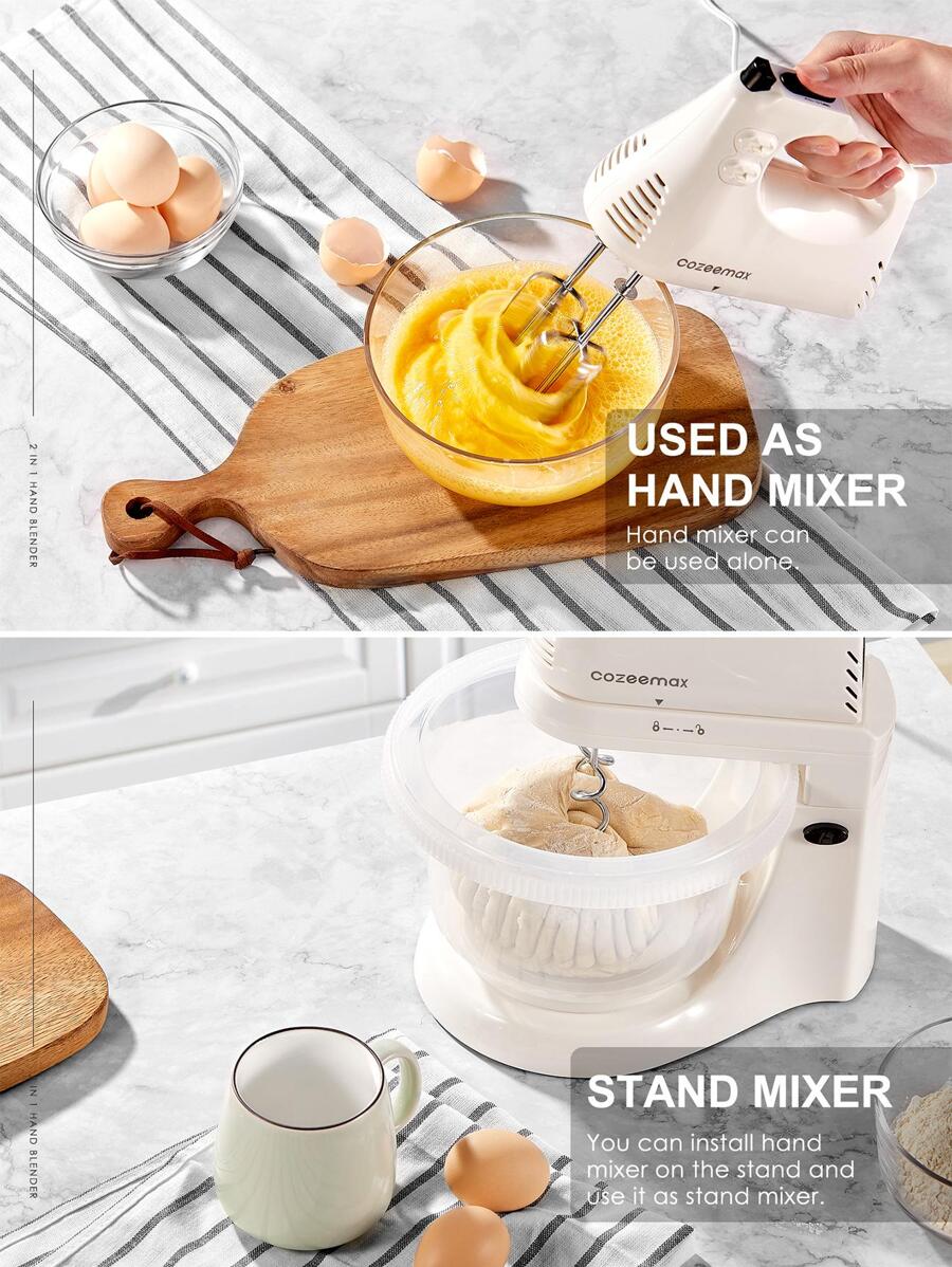 Cozeemax 2 in 1 Hand Mixers Kitchen Electric Stand mixer with bowl 3