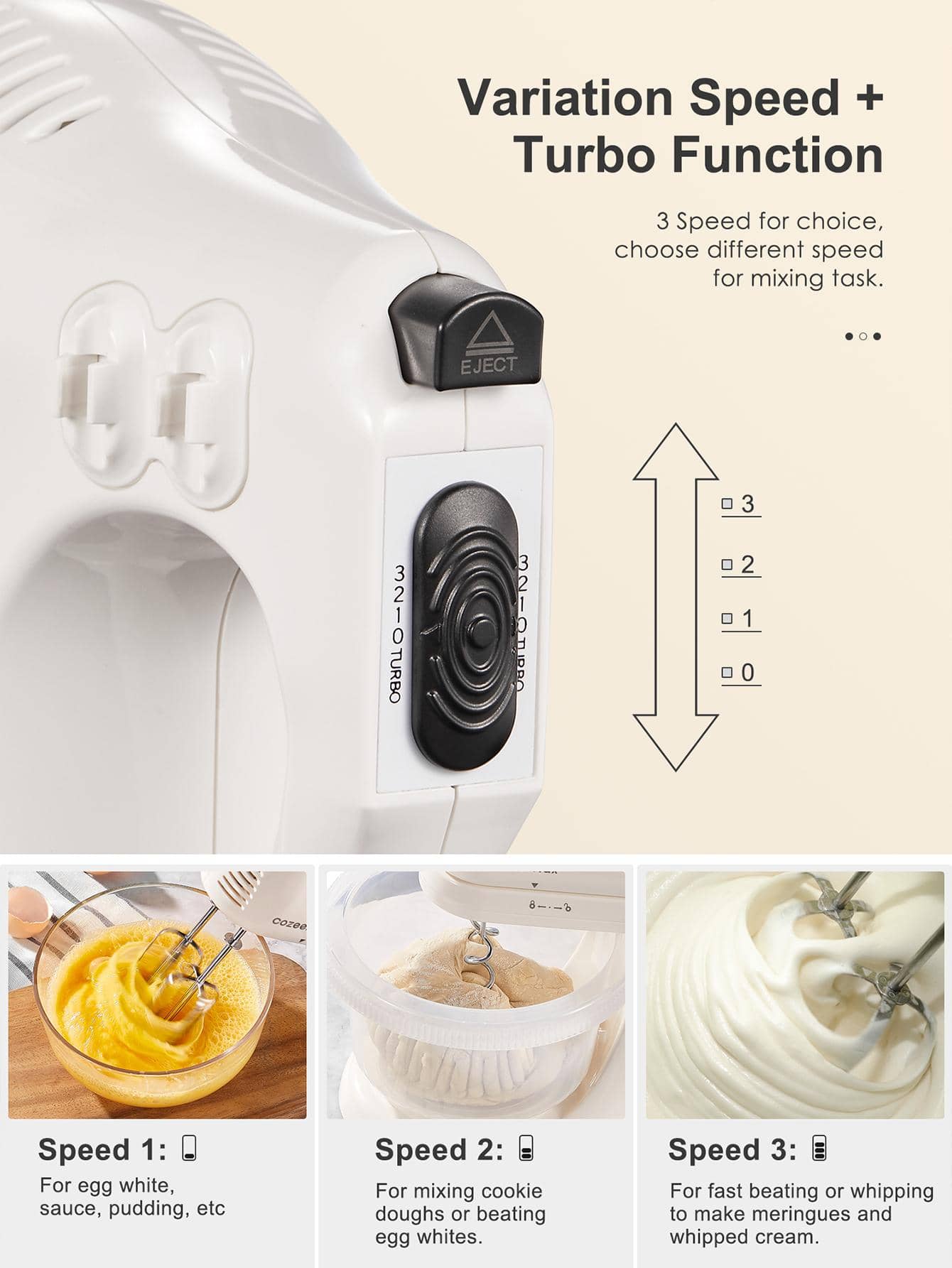 Cozeemax 2 in 1 Hand Mixers Kitchen Electric Stand mixer with bowl 3