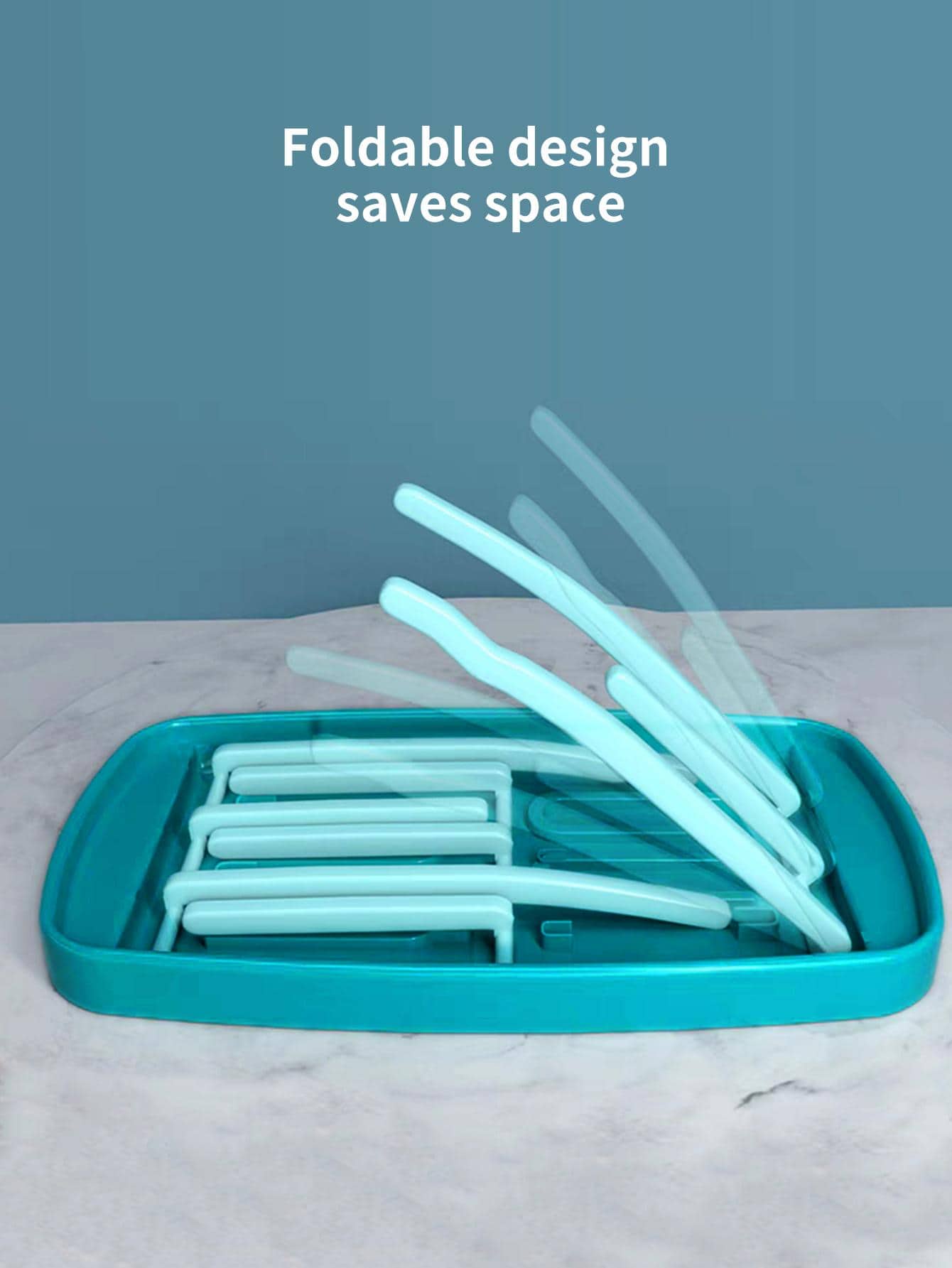 1 pieza Estante de drenaje de taza drenaje plegable para cocina - Azul - Ver 1