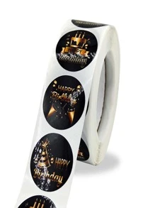 TYFYO 1卷紙禮品包裝簡約風蛋糕和標語圖案禮品盒密封貼紙禮品裝飾用品 - 彩色 - 查看 3