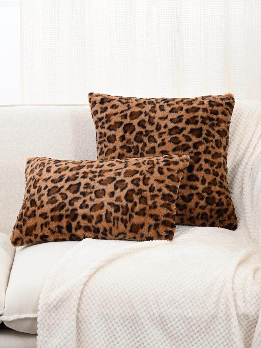 1pc Animal Leopard Print Plush Pillowcase Or Waist Pillowcase Cover - Multicolor - View 1