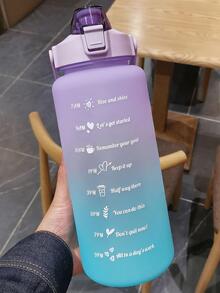 1入組漸變標語圖形水瓶現代2升大容量水瓶帶標記適合戶外 - 綠色 - 查看 3