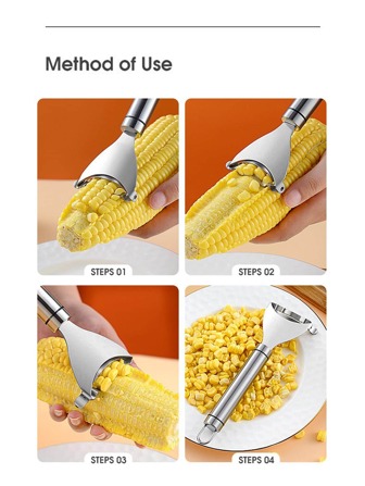 1入組不銹鋼玉米剝皮工具，廚房用簡易銀色玉米工具