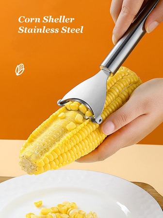 1 pieza Herramienta de acero inoxidable maíz pelar simple plata maíz para cocina