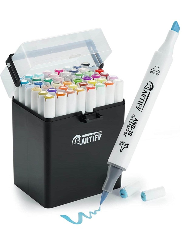 Brush Markers, Brush & Chisel Dual Tips Professional Artist Markers ...