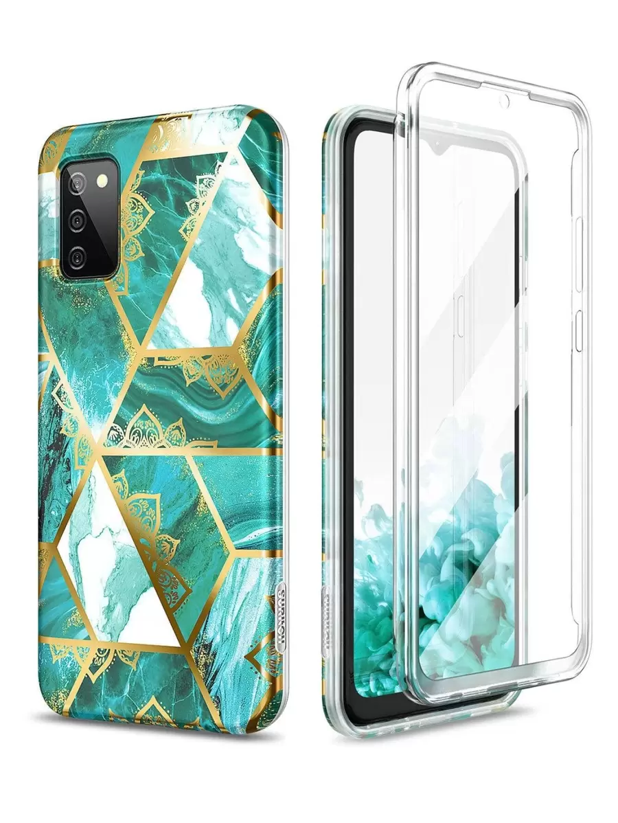 SURITCH for Samsung Galaxy A02S Case, Built-in Screen Protector Phone Case for Galaxy A02S, Full-Body Rugged Protective Shockproof Phone Cover - Olive Green - View 1