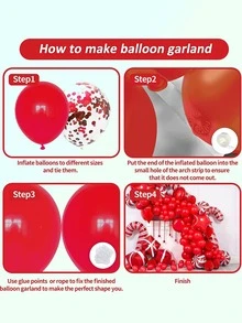 Kit de guirnalda y arco de globos de confeti en color azul tinta, verde oscuro, negro, oro y plata de 89 piezas para decoraciones de fiestas temáticas de cumpleaños, aniversarios, graduaciones y bodas - Rojo - Ver 3