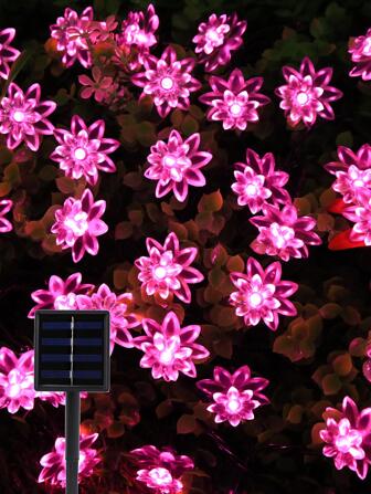 5M 50 LED Solar Powered Lotus Fairy Lights, Suitable For Outdoor Garden Corridor Decoration