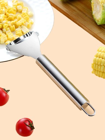 1入組不銹鋼玉米剝皮工具，廚房用簡易銀色玉米工具