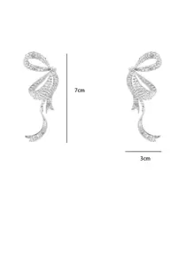 1對魅力四射鋅合金水鑽蝴蝶結耳釘適合女士適合派對