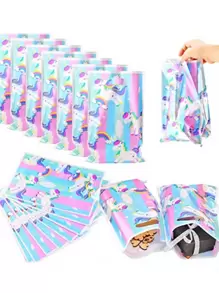 10入組/套塑膠禮品包裝卡通獨角獸和彩虹樣式禮品袋適合派對 - 彩色 - 查看 1
