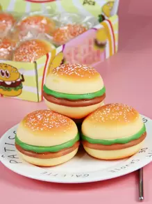 1入組漢堡包設計玩具，兒童創意食物形狀擠壓玩具 - 橘色 - 查看 1