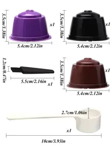 3 件装可再填充咖啡胶囊过滤器，配有勺子和刷子，学校用品，返校季 - 彩色 - 查看 4