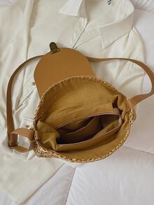 Medium Straw Bag Colourblock Geometric Pattern - Multicolor - View 10
