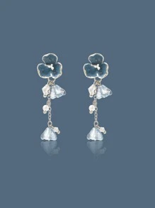 2pcs Flower Decor Bead Tassel Drop Earrings Valentines,Mom,Mother,Mother's Day,Gift