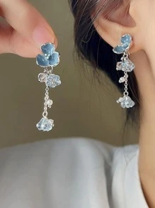2pcs Flower Decor Bead Tassel Drop Earrings Valentines,Mom,Mother,Mother's Day,Gift