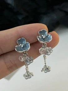 2pcs Flower Decor Bead Tassel Drop Earrings Valentines,Mom,Mother,Mother's Day,Gift