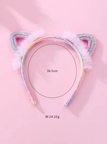 1pc Cute Sparkly Cat Ear Mesh Plastic Hair Hoop For Girls, Daily Hair Accessory Gift - Multicolor - View 4