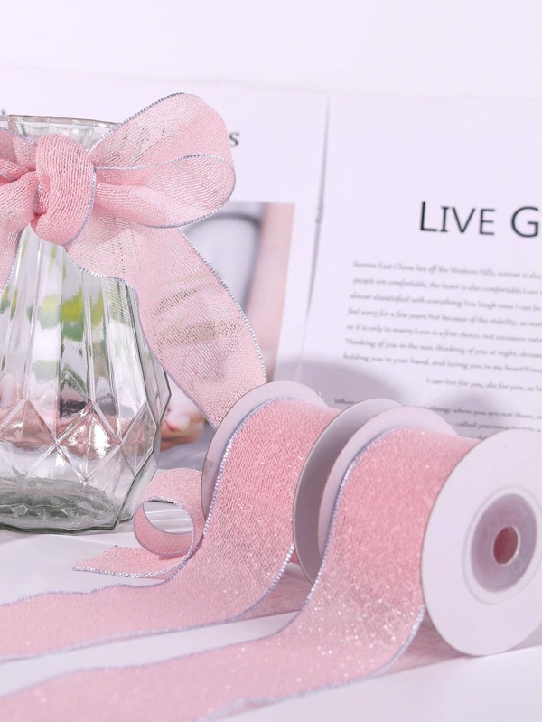 1 rouleau à détail pailleté cadeau emballage simple rose cadeau