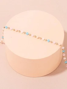 串珠裝飾腳鏈 - 彩色 - 查看 3