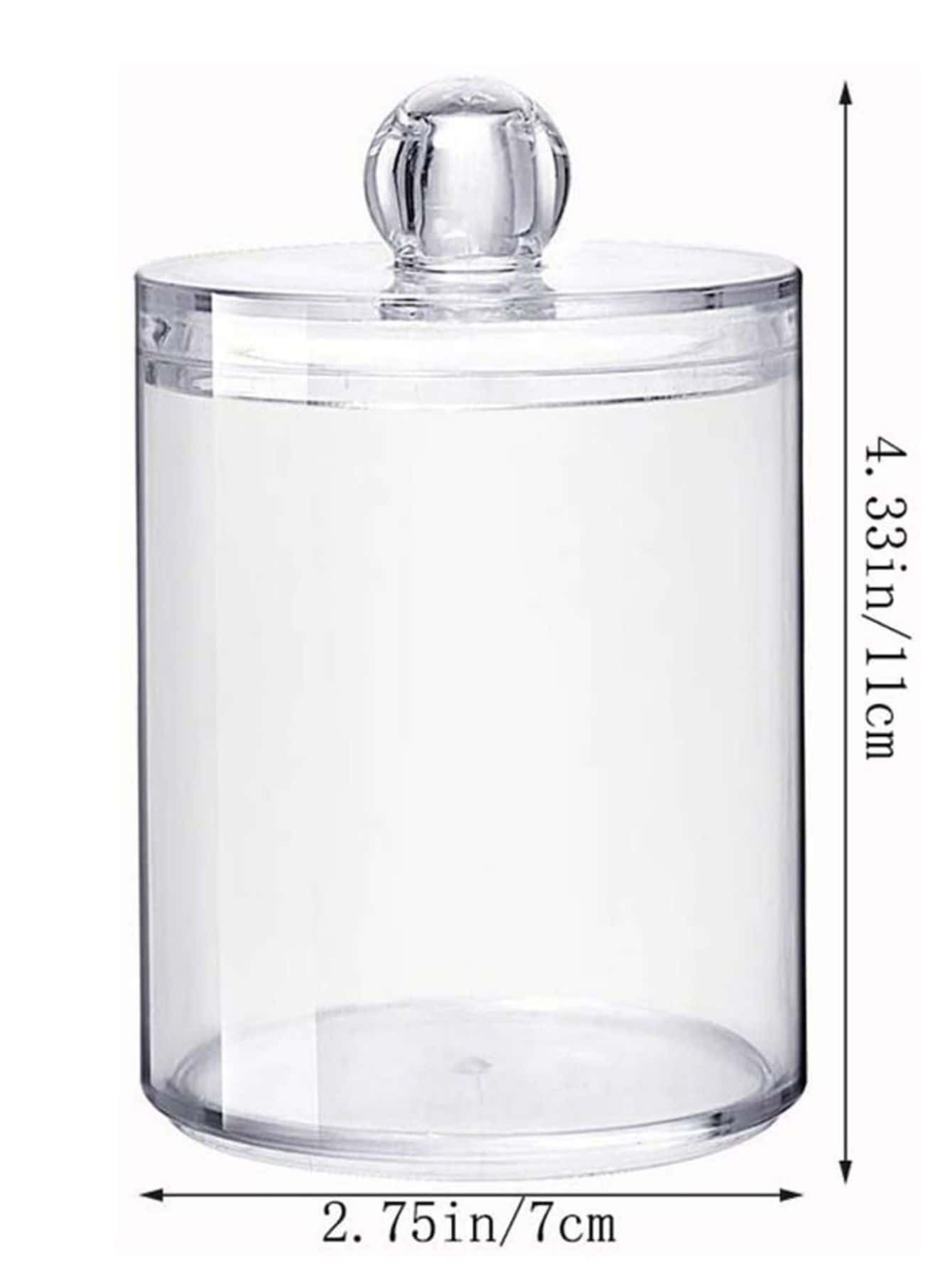 2PC Clear Plastic Apothecary Jars, Qtip Jar Bathroom Containers