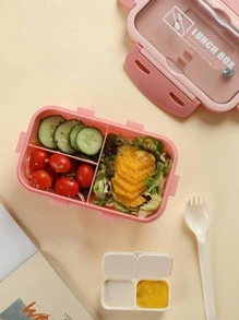 1 Hộp Cơm Đồ Họa Chữ Cái Có Dao Kéo, Hộp Cơm Di Động Bắc Âu Cho Văn Phòng, Trường Học - Hồng - Xem 4