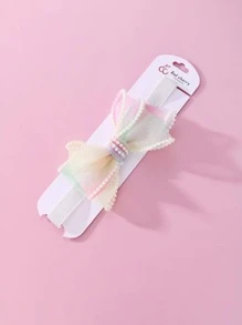 Mädchen 1 Stück Haarband bunt Mesh weiß Kunstperle, Schleife, für Tägliches Tragen