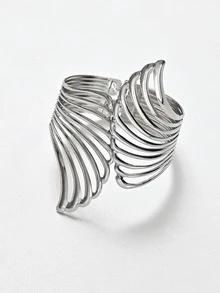 1 pieza con diseño de ala 3D Cortina plata hierro decorativo Hebilla de cortina para casa - Plateado - Ver 3