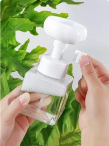 1pc Press Type Transparent White Lotion Foaming Bottle, PVC Portable Lotion Dispenser Box For Bathroom - White - View 4