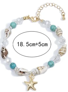 1 Boho Sao Biển Charm Xà Cừ & Ngọc Lam Trang Trí Vòng Tay Cho Nữ Trang Trí Hàng Ngày - Nhiều màu - Xem 3