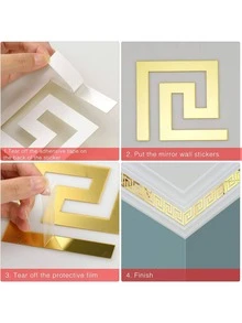 Bộ 10 Miếng Dán Tường Gương Hình Học Cutout, Miếng Dán Gương Trang Trí Gương Vàng Trang Trí Nhà - Vàng - Xem 5