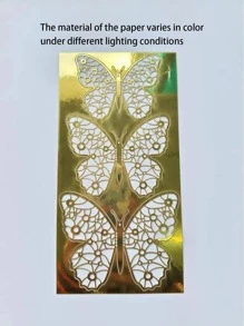 12pcs Random Metallic Butterfly Cake Topper, Gold Paper Cake Decoration For Baking - Gold - View 7