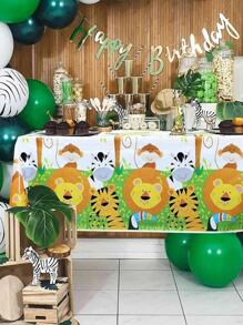 1 pieza Mantel desechable con patrón de animal desechable mesa dibujos animados lindo para fiesta - Multicolor - Ver 1