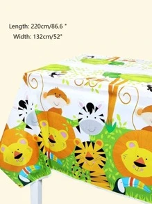 1 pieza Mantel desechable con patrón de animal desechable mesa dibujos animados lindo para fiesta - Multicolor - Ver 7