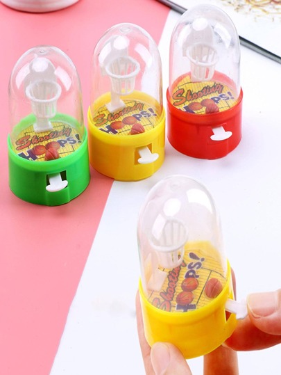 1pc Cartoon Graphic Random Color Squeeze Toy, Mini Finger Basketball Shooting Machine For Children