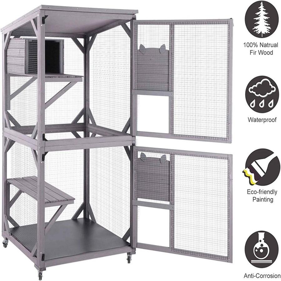 Aivituvin Cat House Outdoor Catio Cat Enclosures on Wheels70.9 Kitty