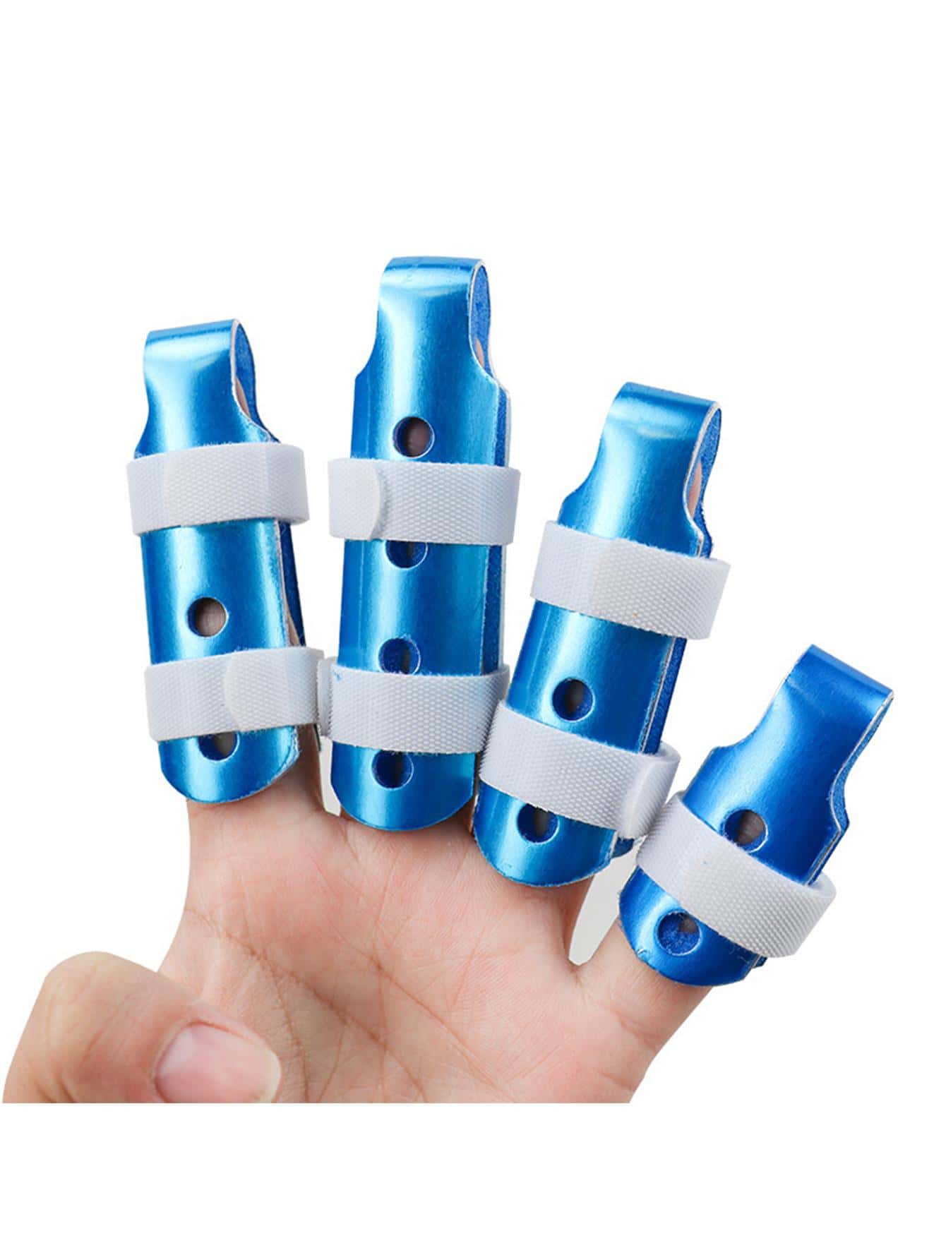 1pc Blue Aluminum Alloy Finger Guard - Silver - View 1