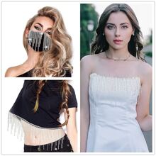 1 Yard Rhinestone Fringe Trim Silver Rhinestone Ribbon Crystal Diamond Tassel Rhinestone Trim for Sewing Crafts Clothing Accessories Jewelry DIY Decoration - Silver - View 5