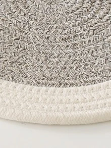 1pc Two Tone Round Place Mat, Woven Design Table Mat For Dining Table - Multicolor - View 4