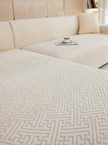 1 件套聚酯纖維沙發套彈性客廳沙發保護套 - 米色 - 查看 3