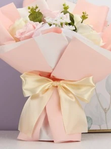 1卷素色禮品包裝絲帶，用於派對禮品米色緞帶 - 米色 - 查看 2