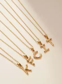 FEEL STYLE 1 Dây Thép Không Gỉ Thời Trang 26 Chữ Cái Mặt Dây Chuyền Vòng Cổ Nam Nữ - Vàng - Xem 3