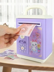 1pc Cartoon Graphic Money Box, Cute Purple Money Saving Box For Children - Purple - View 1