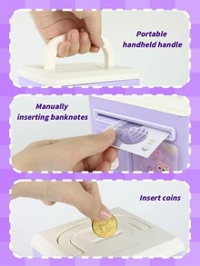 1pc Cartoon Graphic Money Box, Cute Purple Money Saving Box For Children - Purple - View 4