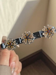 2pcs Women Rhinestone Flower Decor Fashion Hair Clip For Daily Decoration - Multicolor - View 4