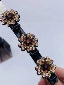 2pcs Women Rhinestone Flower Decor Fashion Hair Clip For Daily Decoration - Multicolor - View 7
